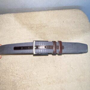 Mezlan Italy Leather Belt Brown 34 Croc Embossed Designer Dress Belt